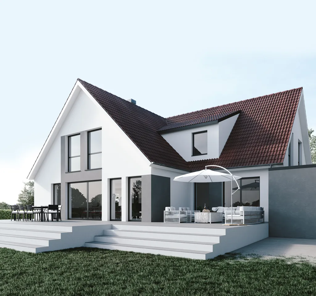 Einfamilienhaus in Fallersleben mit Terrasse und Sonnenschirm