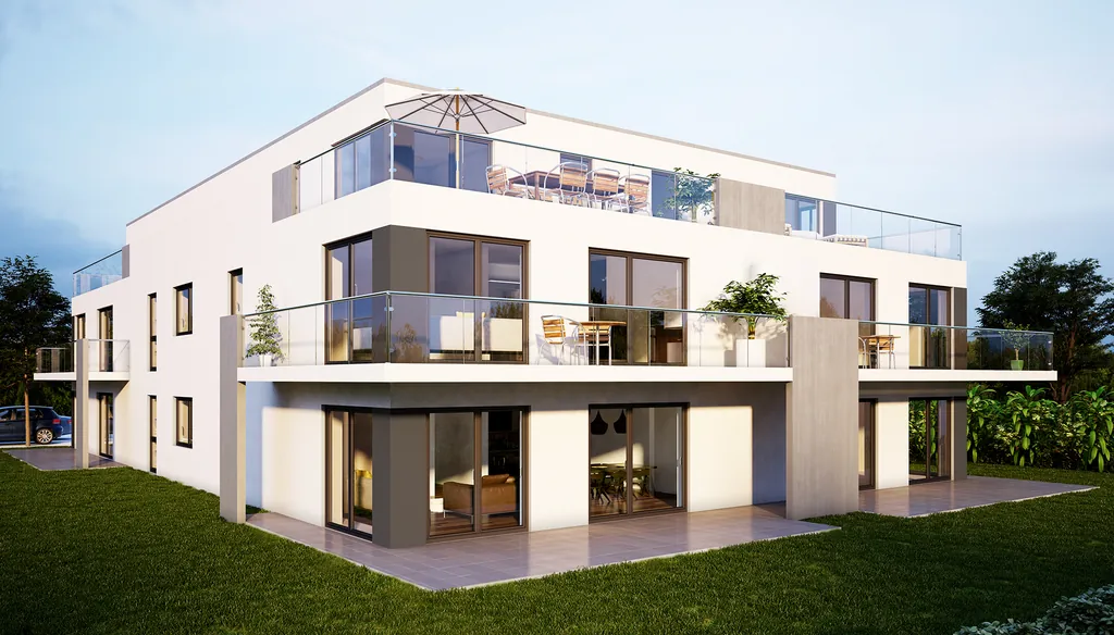 Mehrfamilienhaus in Fallersleben mit umlaufenden Balkonen und Dachterrasse